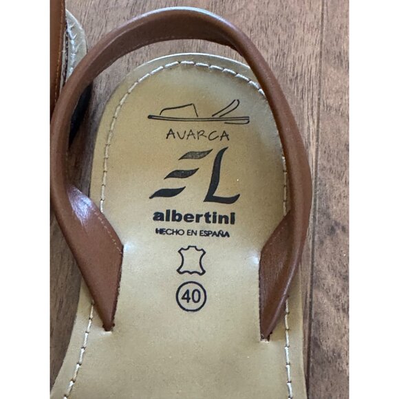 Albertini Avarca Sandals  Leather Peep Toe Brown Size 40 - Picture 4 of 6